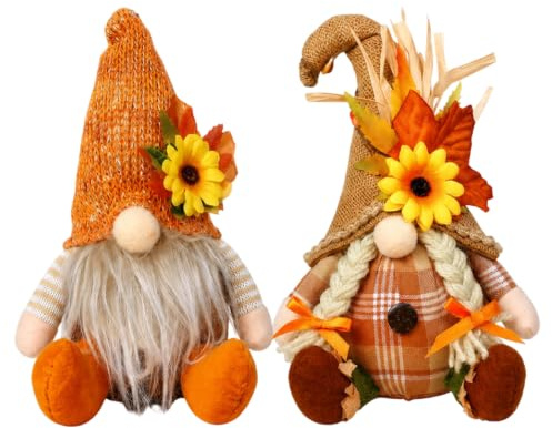 Efuwfugc Autumn Gonk Decor, Fall Harvest Gnomes for Seasonal Home Decor, 2-Piece Autumn Decorations Set for Tabletop Displays and Seasonal Collections