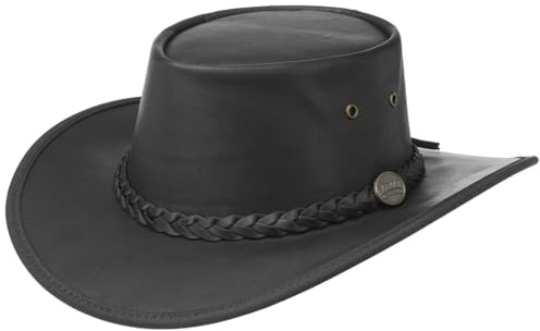 Barmah Squashy Outback Leder Westernhut Lederhut (XL (60-61 cm) - schwarz)