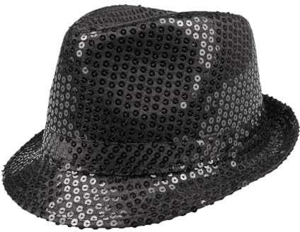 Boland - Pailletten Hut, Unisex, Disco Outfit, Accessoire, Karneval, Kostüm, Themenparty, Mottoparty, Gold