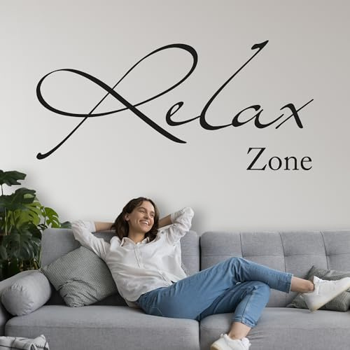 GRAZDesign Wandtattoo Bad Sprüche Relax zone, Türaufkleber für Badezimmer, Wellness - 64x30cm / 070 schwarz