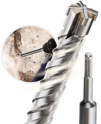 Weischer® - SDS Plus Bohrer 8 x 600 mm | vierschneidiger & langlebiger Steinbohrer | Betonbohrer mit Doppelwendel | Bohrhammer kompatibel | robuste Bohrspitze für Beton, Naturstein & Mauerwerk