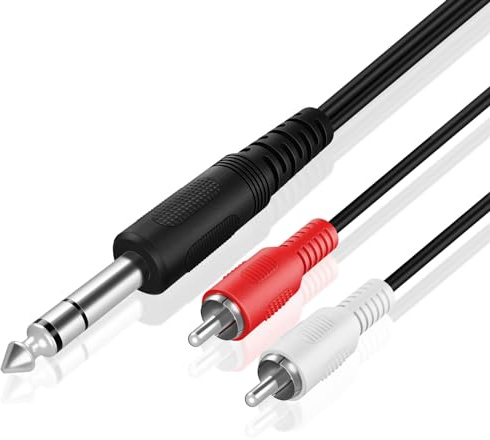 TNP Premium 1/4 Inch (6.35mm) TRS to Dual RCA Cable 6 Feet Balanced TRS Cable 1/4 Inch to 2 RCA Y Splitter, Red and White Male RCA to 1/4 Adapter Headphone Jack