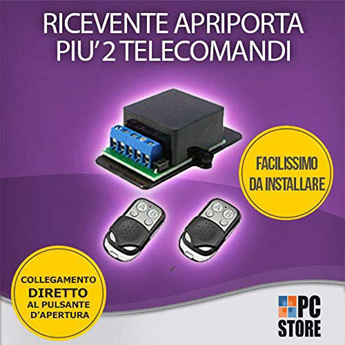 KIT APRIPORTA AUTOMATICO RICEVENTE INTERRUTTORE WIRELESS RF 433 MHZ PER ELETTROSERRATURA 12-30V AC DC NON NECESSITA DI ALIMENTAZIONE