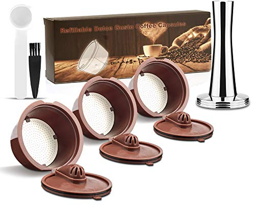 i Cafilas Dolce Gusto Wiederverwendbare Kaffeekapsel Kapseln,Kaffeekapselfüllung Kapseln für Dolce Gusto, 3 Stück (Kaffeekapsel+Kaffee-tamper)