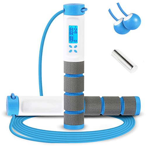 Wastou Springseil, gewichtetes Springseil mit zähler, einstellbares Springseil mit Kugellager und rutschfesten Griffen - schnurloses Springseil für Workout, Fitness, Boxen für Männer, Frauen, Kinder