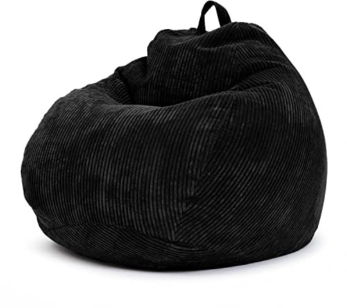 Green Bean® Indoor Sitzsack 90x110cm EPS-Perlen Füllung & Cordstoff Kuschelig Weich Waschbar - Drinnen Bodenkissen Liegekissen Sitzkissen Sitzhocker Relax-Sessel Kinder Erwachsene Stoff Schwarz