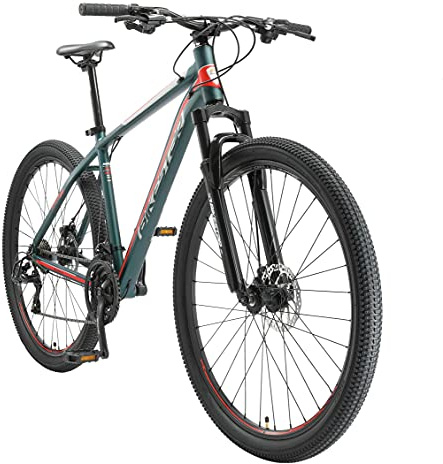 BIKESTAR Bicicleta de montaña Hardtail de Aluminio, 21 Marchas Shimano 29 Pulgadas | Mountainbike con Frenos de Disco Cuadro 19 MTB | Azul Rojo