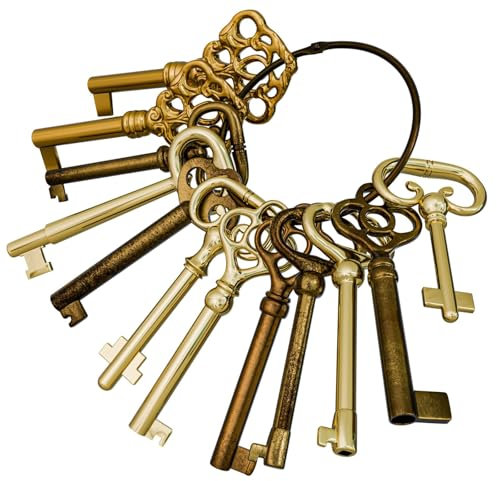 KY-12S Skeleton Key Set Reproduction Key for Antique Furniture - Cabinet Doors, Grandfather Clocks, Dresser Drawers Vintage Old Furniture