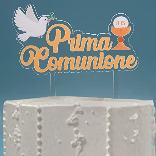Topper per torta prima comunione,Decorazioni Addobbi Torte Decorative Eleganti per Bimbo Bambina Prima Comunione, Ideale sopra Torta e Dolci Festa di Comunione