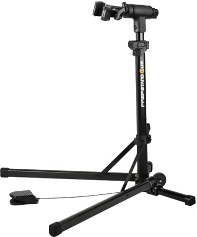 Topeak PrepStand eUP Pro Bike Repair Stand – Lift-Assisted Foldable Workstand for eBikes, Foot Pedal Hydraulic Lift, 35kg (77lb) Capacity, Reinforced Support, Rotating Clamp Head