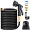 Flexibler Gartenschlauch 15M/50FT, Wasserschlauch mit 8 Funktionssprühdüsen, 3/4 zoll und 1/2 zoll mit Schlauchhaken Aufbewahrungstasche Wasserschlaucheinsatz Garten
