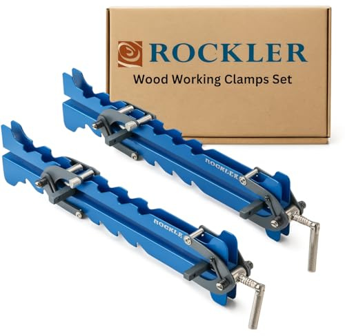Rockler Mini Deluxe Panel Clamps (2-Pack) - Powerful Four-Way Pressure Cabinet Clamps - Sawtooth Pattern Mini Clamp Set w/Clamp Rails, Storage Rack & More - Great for Small Panel, Cutting Boards