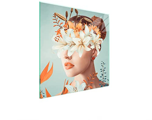 DarHuas Herdabdeckplatte 50x52 cm 1-teilig Ceranfeldabdeckung Induktion Herdschutz Spritzschutz Glasplatte Deko Schneidebrett, Frau Orchidee