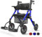VOCIC Andador Silla de rueda 2 en 1 Andadore para anciano mayores con asiento,Silla transporte Andador plegable ligero, Aluminio ajustable en altura para exteriores y viajes, Azul(5 años de garantía)