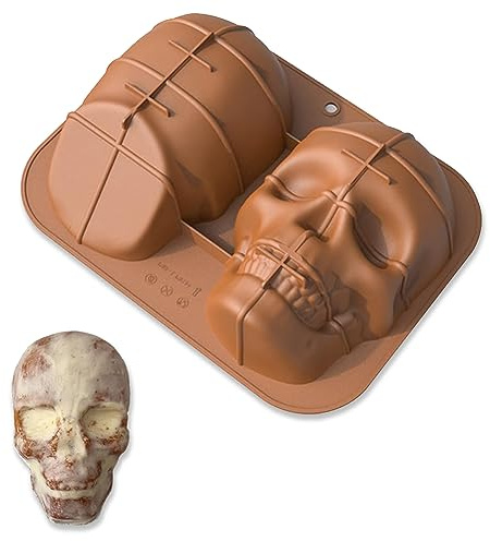 ZOOMPIL Grand Moule en Siliconede Crânede 3D, Antiadhésif et Réutilisable, pour les Fêtes d'Halloween, Fêtes d'Anniversaire, Gâteaux, Chocolat, Glaçons Géants et Autres Projets de Pâtisserie DIY.