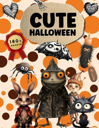Cut and Collage Cute Halloween Ephemera: High Quality Images Of Frog and Candle For Paper Crafts, Scrapbooking, Mixed Media, Junk Journals, Decorative Art, Artist Trading Cards, and More.