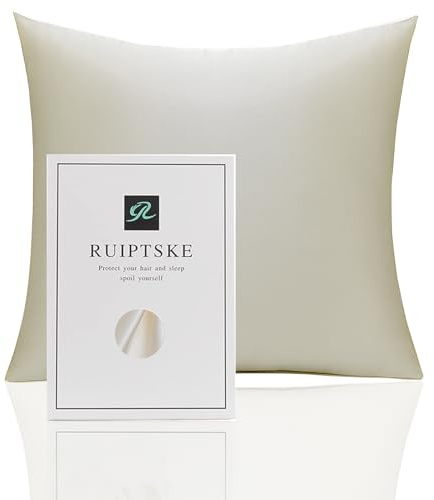 Taie d'oreiller en Soie pour Oreiller 100% Soie 22 Mommes Certifiée Oeko-TEX® Bienfaits Cheveux et Peau Anti Âge, Anti Acarien (60x60cm, Beige)