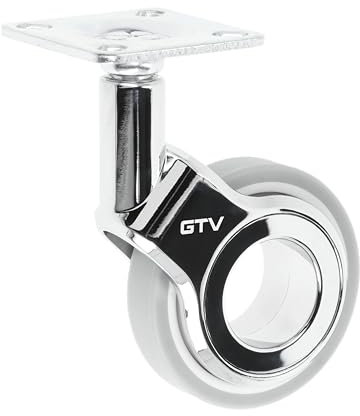 GTV - Ruedas para muebles GIRA | Ruedas giratorias | Ruedas para muebles | sin freno | Diámetro 60 mm | De plástico y acero | Cromado + gris mate