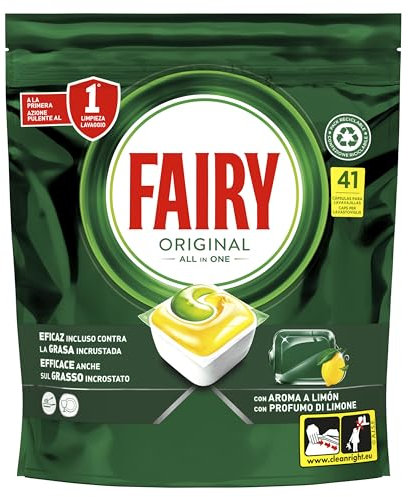 Fairy Original Todo En Uno Cápsulas De Lavavajillas Limón, 41 Cápsulas