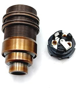 E14 Lamp holder + Shade Rings Solid Brass Choice of Colour M10 Base Thread (Antique Brass)