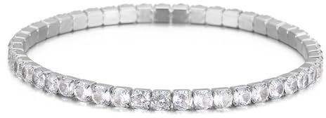 Armbänder Edelstahl Damen, Armband Silber mit Rundem Zirkonia Weiß für Geburtstag mit Schmuck Box