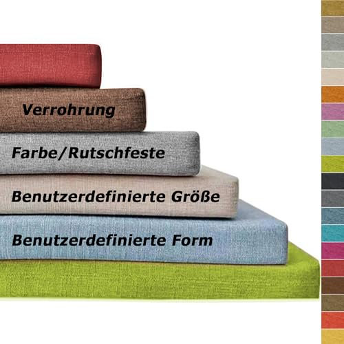 Hruile Bankauflage Nach Maß Benutzerdefinierte Bankkissen Sitzkissen für Fensterbank, Waschbare Küchebank Bankauflage Terrassenbankkissen, Stuhlkissen für Garten Möbel, Sofakissen (5cm Dicke)