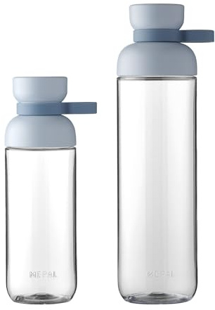 Mepal Trinkflaschen Vita - Wasserflaschen Duo Pack - Flaschen für Uni, Arbeit, Fitness, Outdoor, Job - Stoßfest, Auslaufsicher - BPA-frei & Spülmaschinenfest - 500 & 900 ml - Nordic Blue