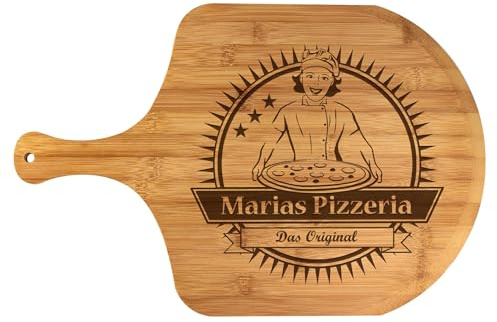 Premium Pizzabrett mit Gravur, Pizzateller mit Name, Personalisiertes Schneidebrett, Holz Serviertablett, Pizza Servierbrett, Großer Holzteller, Servierplatte, Küchenzubehör, Geschenke für Frauen