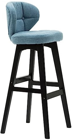 MEIZHITU Barstuhl Tresenhocker Barhocker, Barstuhl Mit Rückenlehne, Für Zuhause Und Küche, Schwarze Hockerbeine Aus Holz, Sitzkissen Aus Stoff Bistrohocker Designer Hocker (Color : Blue)