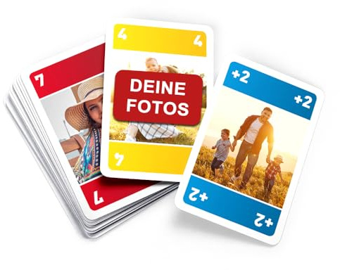 MEINSPIEL - Personalisiertes Meino Kartenspiel mit eigenen Fotos - Fotogeschenk für Erwachsene und Kinder - Einzigartiges Gesellschafts- und Partyspiel für die Familie mit 110 Spielkarten - Etui