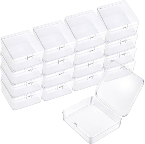 35 Stück Aufbewahrungsbox mit Deckel Klein 5.5x5.5x2CM Plastikbox Transparent Kunststoff Leere Mini Aufbewahrungsbox für Kleine Perlen Schmuck Kleine Gegenstände Bastelzubehör
