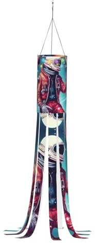 Cool Man in Outer Space Galaxy Print 40 Inch with Light Halloween Ghost Wind Socks, Windsock Flag,for Yard Garden Hanging