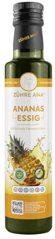 Zühre Ana Vinagre de Piña – Naturalmente fermentado – Promueve la quema de grasa y reduce el apetito – la salud de la piel y el equilibrio metabólico – Desintoxicación natural – 500ml – Vegano