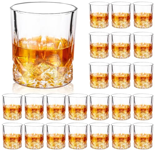 Dapuri 24 Pcs 10 oz Old Fashioned Whiskey Glasses Bulk Rocks Glass Cocktail Glasses Bourbon Glass for Liquor Drinks Bar Gift Wedding Home