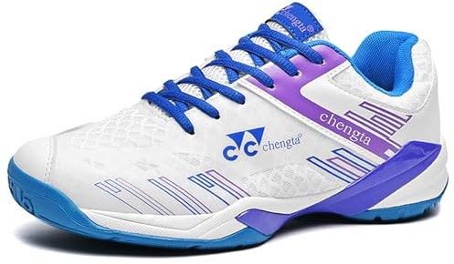 NGARY Pickleball-Schuhe für Herren und Damen, leichte Hallenschuhe für Badminton, Volleyball, Tennis, Tischtennis, Squash,Weiß,39 EU