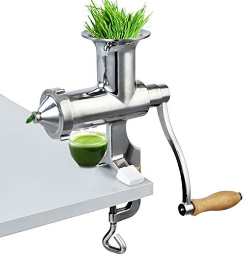 VEVOR Exprimidor Manual de Acero inoxidable 304, Extractor de Hierba Trigo Plata, Exprimidor Zumo Portátil con Relleno de Goma, Exprimidor para Bayas Diversas Variedades de Frutas y Verduras Trigo