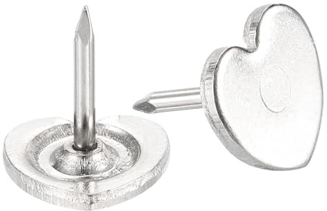 QUARKZMAN 30Pcs Tachuelas para Tapicería, 11mmx12.5mm Cabeza Plana Clavos Decorativos para Muebles Sofás Cabeceros, Plateado