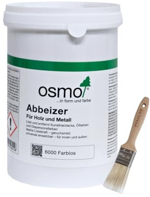 Osmo Abbeizer 6000 für Holz und Metall Farblos 1l - Entfernt Kunstharzlacke, 1K-Lacke, Dispersions- und Latexfarben, Ölfarben, Lasuren, Kunststoffputze auf Holz, Metall, Putz, Beton, Naturstein