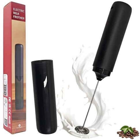 Milchaufschäumer Stab, Elektrischer Milchaufschäumer, M-ilchaufschäumer Elektrisch, Wiederaufladbarer M-ilchaufschäumer, Hand-milchaufschäumer, Getränkemixer für Kaffee, Creme, Cappuccino, Latte (A)
