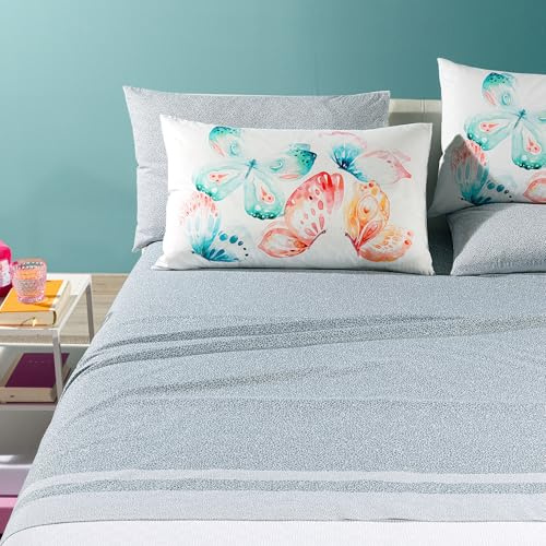 Completo Lenzuola Letto Farfalle Caleffi Matrimoniale/Grigio