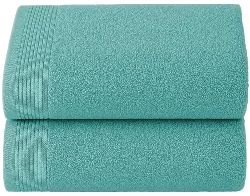NOVOTEXTIL Set 2 Toallas de Baño y Ducha 70x140 cm - 100% Algodón 480 g/m2 - Suaves y Absorbentes - para Uso Diario, Hotel o SPA (Aguamar)