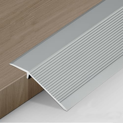 Striscia di Transizione per Pavimento Profilo di Transizione Pavimento, Soglia di Dislivello Pavimento per Dislivello di 10-35mm Adatta per Soglie, Rampe et al (0.9mx10cm,argenteo)
