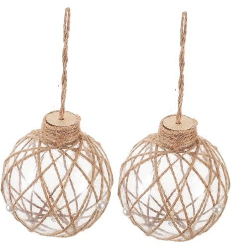 2 Palline Di Natale in Plastica Rotonde Riempibili, Pendenti Per Albero Di Natale Con Spago, Palline Infrangibili Per Feste Di Natale