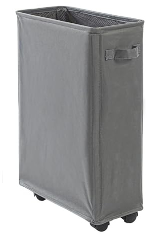 Canasta De Lavandería Plegable - Canasta De Lavandería Con Ruedas - Almacenamiento De Lavado Con Manijas Extendidas | Gran Cesta Plegable Delgada Con Asas Para Espacios Y Esquinas Estrechas | Rolling