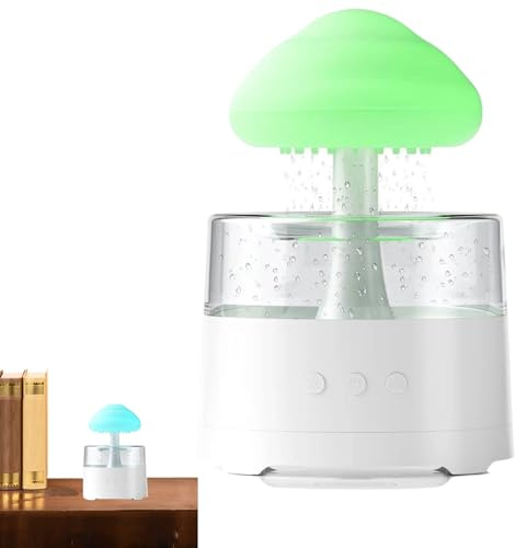 Rain Cloud Humidifier, Water Drops, Rain Humidifier, Mushroom Humidifier, Waterfall Lamp, Rain Diffuser for Reading, Sleeping, Family, Friends