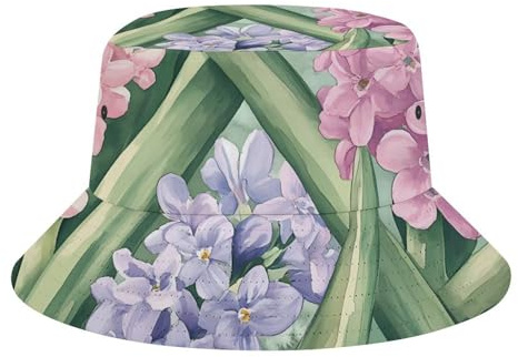 Hyacinths Flowering from Green Fence Fashion Bucket Hats Men Women Foldable Cap Sun Hat Summer Travel