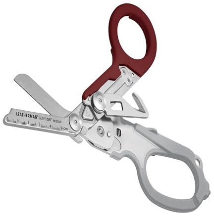 Leatherman Raptor Rescue, Granat mit Utility Holster | Klappschere mit Gurtschneider & Glasbrecher, Für Profis, Sanitäter, Feuerwehr