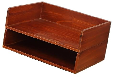 Milageto Corbeilles à courrier empilables, organiseur de bureau compact en bois pour dossiers, documents, livres, papier A4