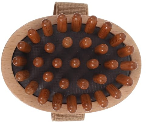 HEMOTON Traditionelle Holz Kopfhaut Massagebürste mit Seitenband Meridian Stimulierendes Handmassagegerät für Kopf Nacken Rücken und Beine zur Linderung von Müdigkeit und Trockener