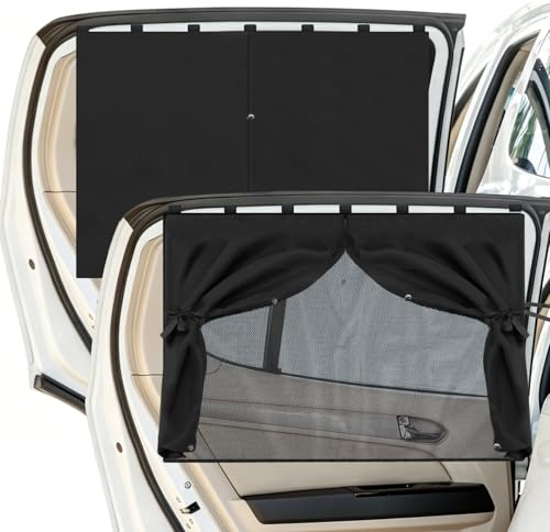 VZXZXE Lot de 2 pare-soleil magnétiques pour voiture pour bébé/enfant, double couche de protection UV et occultation, rideau pour vitres latérales, protection contre la chaleur, intimité